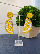 Load image into Gallery viewer, Lemon Slice Beaded Earrings