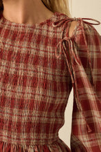 Load image into Gallery viewer, Plaid Flannel Smocked Bubble Mini Dress