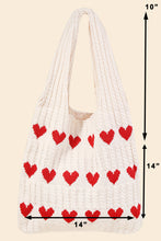 Load image into Gallery viewer, Crochet Knit Hearts Tote Bag