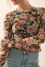 Load image into Gallery viewer, Floral Mesh Lettuce-Edge Thumbhole Top