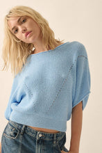 Load image into Gallery viewer, Short-Sleeve Pointelle Ribbed Knit Sweater