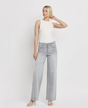 Load image into Gallery viewer, HIGH RISE LIGHT GREY WIDE LEG JEANS F5651
