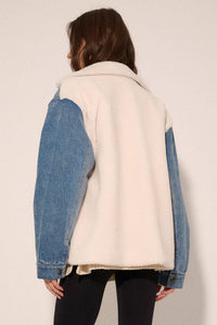 Color Block Denim Suede Sherpa Jacket