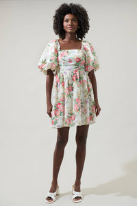 Peony Floral Eyelet Sonora Bubble Sleeve Babydoll Dress