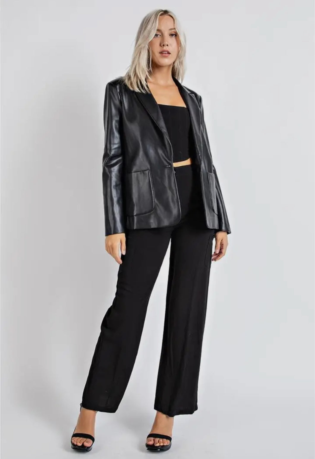 Vegan Leather Blazer