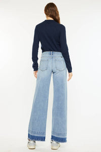 Kan Can Mid Rise Wide Leg with Frayed Hem