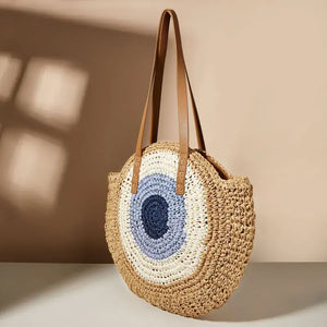 Straw Bag Evil Eye Tote Handbag