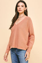 Load image into Gallery viewer, Prairie Pink Ribbed V-neck Sweater
