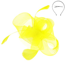 Load image into Gallery viewer, Large Organza Bow w/ Feathers Fascinator Headband
