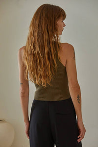 Knit Sweater Crew Neck Sleeveless Crop Top