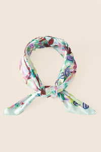 Mint Floral Print Square Scarf