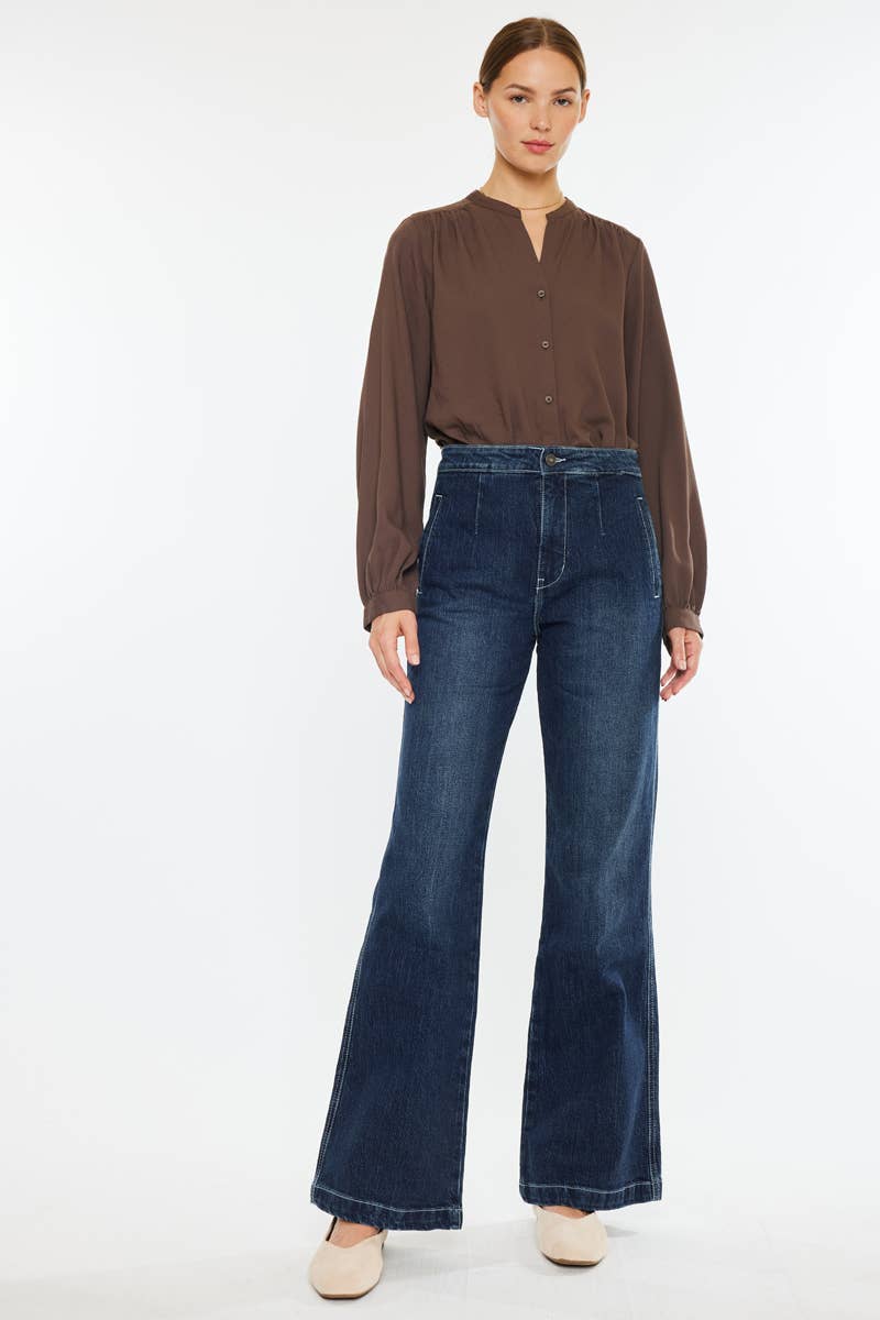 Kan Can Dark Wash High Rise Wide Trouser Jeans