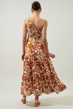 Load image into Gallery viewer, Marida Caramel Floral Smocked One Shoulder Maxi Dress
