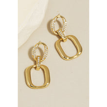Load image into Gallery viewer, Pave Hoop And Square Dangle Earrings
