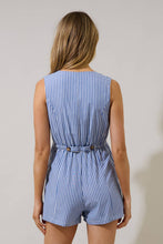 Load image into Gallery viewer, Sandy Striped City Wrap Button Romper
