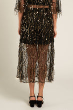 Load image into Gallery viewer, Sheer Midi Mesh Skirt with Sequin and Fringe
