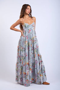 FLORAL OPEN BACK MAXI DRESS