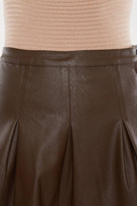 Pleated Vegan Leather Mini Skirt