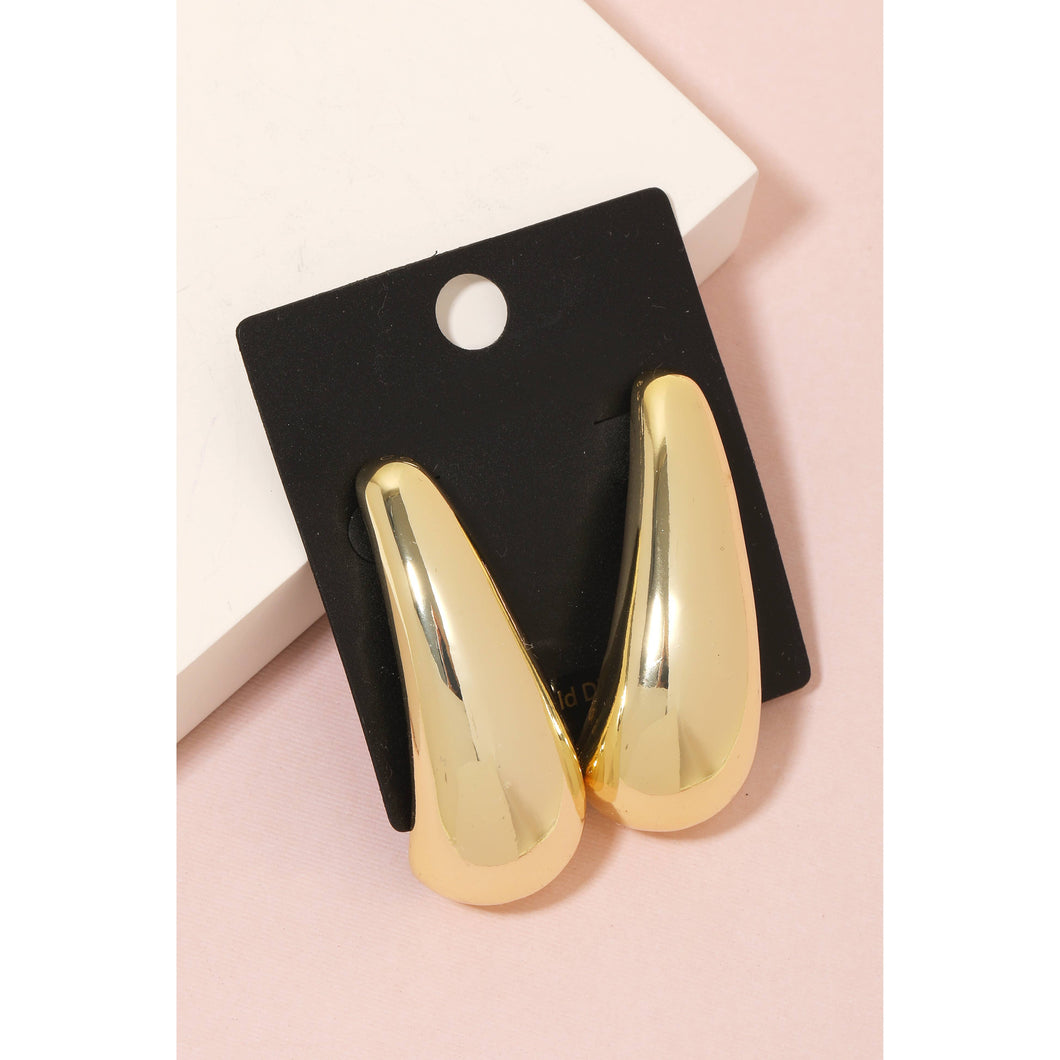 Gold Dipped Long Oval Drop Earrings