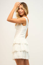 Load image into Gallery viewer, White Eyelet Tiered Ruffle Mini Dress
