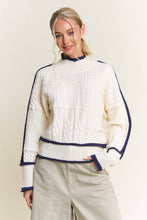 Load image into Gallery viewer, Cable-Knit with Piping Sweater
