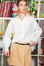 Load image into Gallery viewer, Embroidered Eyelet 100%Cotton Button Down Shirt
