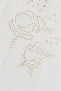 White Embroidered Ruffle Sleeve Blouse