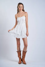 Load image into Gallery viewer, SOLID HOOK&amp;EYES LAYERED FLORAL LACE MINI DRESS

