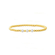 Load image into Gallery viewer, Pearl and Gold Beaded Ball Bracelet
