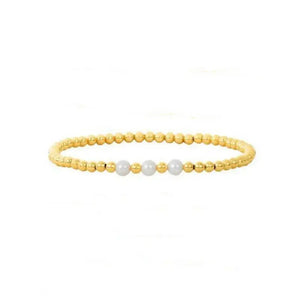 Pearl and Gold Beaded Ball Bracelet