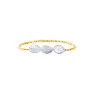 Pearl and Gold Beaded Ball Bracelet