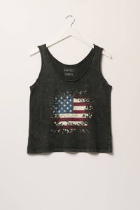 American Flag Splatter Scoop Neck Graphic Tank Top