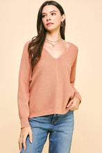 Load image into Gallery viewer, Prairie Pink Ribbed V-neck Sweater
