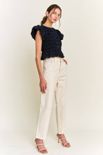Load image into Gallery viewer, Navy Textured Button Front Blouse Top
