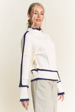 Load image into Gallery viewer, Cable-Knit with Piping Sweater
