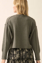 Load image into Gallery viewer, Solid Knit Exposed-Seam V-Neck Sweater
