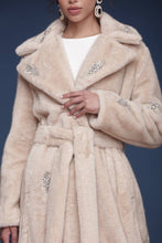 Load image into Gallery viewer, Crystal Embellished Faux Fur Wrap Coat
