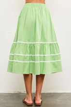 Load image into Gallery viewer, Apple Green Midi Skirt with Ric Rac Trim
