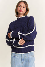 Load image into Gallery viewer, Cable-Knit with Piping Sweater
