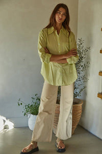 Woven Cotton Striped Button Down Shirt