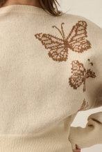 Load image into Gallery viewer, Butterfly Jacquard-Knit Cropped Turtleneck Sweater
