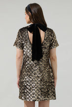 Load image into Gallery viewer, Leslie Sequin Nova Back Bow Tie Mini Dress
