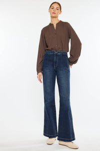 Kan Can Dark Wash High Rise Wide Trouser Jeans