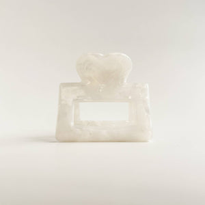 Isabella | VDay Small Heart Shape Marbled Square Claw Clip