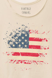 American Flag Splatter Scoop Neck Graphic Tank Top