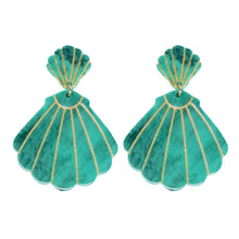 Load image into Gallery viewer, Turquoise Shell Statement Earrings
