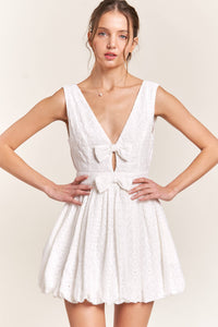 Eyelet Mini Dress with Bows