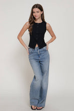Load image into Gallery viewer, Sleeveless Crew Neck Button Down
