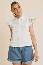 Load image into Gallery viewer, White Embroidered Ruffle Sleeve Blouse
