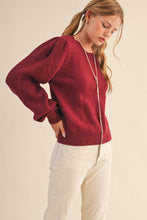 Load image into Gallery viewer, RIBBED PUFF SLEEVE SWEATER
